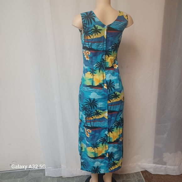 Aloha Republic SZ M Tropical Blue Sleeveless Dress Made Hawaii - Picture 5 of 15